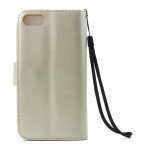 Wholesale iPhone 7 Plus Folio Flip Leather Wallet Case with Strap (Champagne Gold)